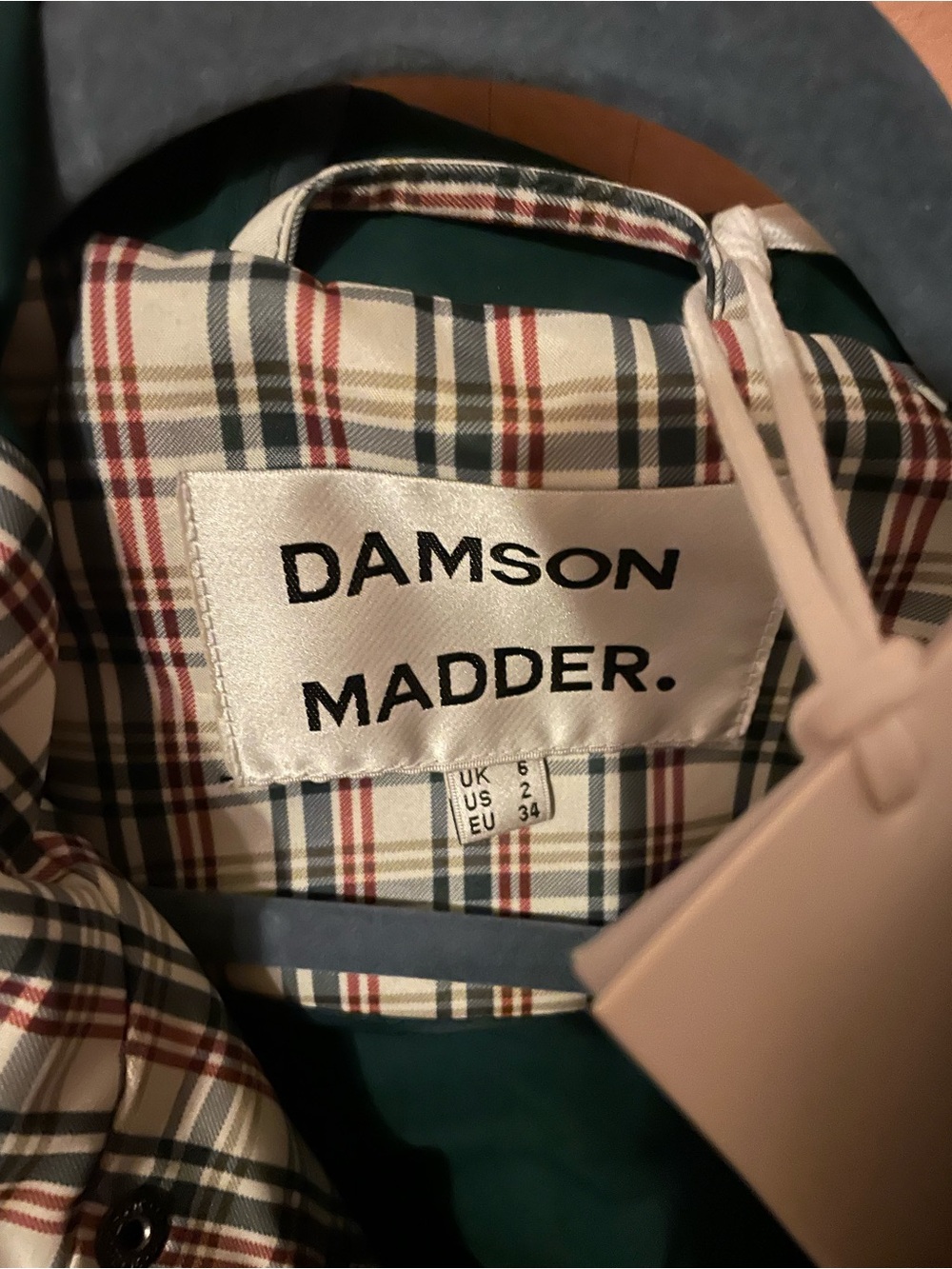 SOLD-Damson Madder Liu Raincoat Showerproof Jacket- Edelberry Check - Picture 5 of 9